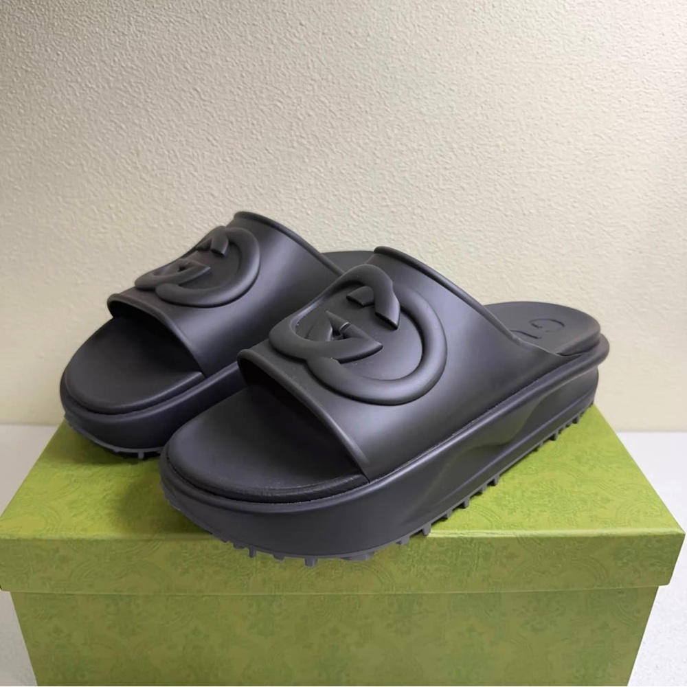 Gucci Gray Slide Sandals